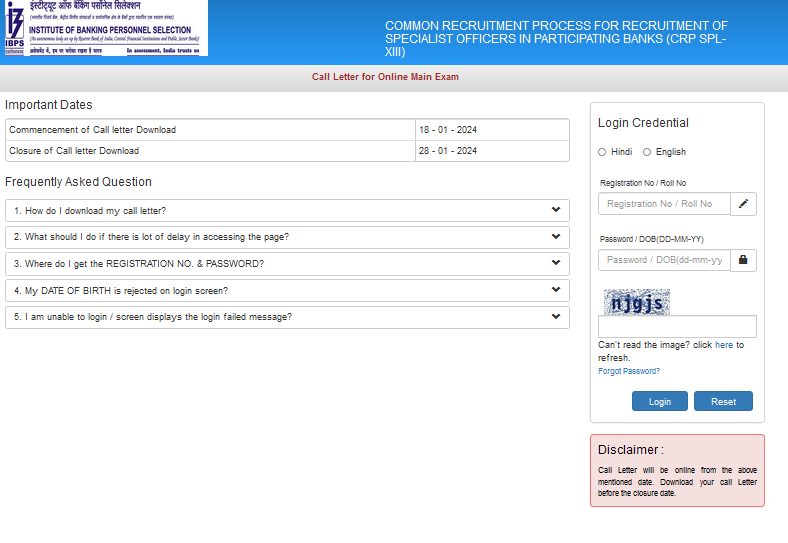 Common Recruitment Process for Specialist Officers (CRP SPL-XIII)